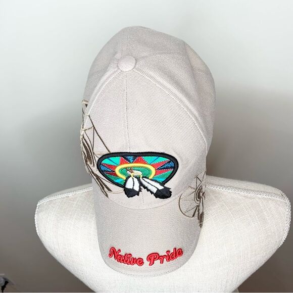 Native Pride Embroidered Dreamcather Feathers Baseball Hat Velcro Closure - Picture 4 of 10